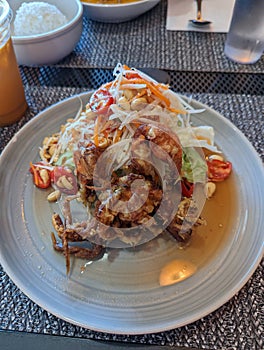 Soft shell crab mango salad