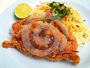 Soft Shell Crab With Noodles and Lime