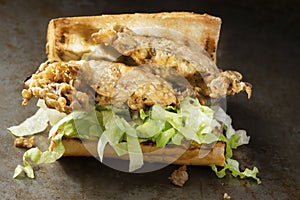 Soft shell crab seafood po boy sandwich