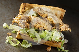 Soft shell crab seafood po boy sandwich