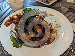 Soft shell crab Thai noodles