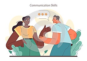 Soft skill. Employee with communication skill. Effective collaboration