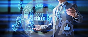 Soft skill personal development business concept on virtual screen