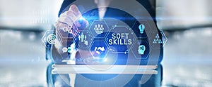 Soft skill personal development business concept on virtual screen