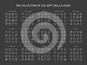 Soft Skills big icons set.