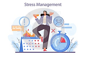 Soft skills concept. Business people or employee with stress management skill