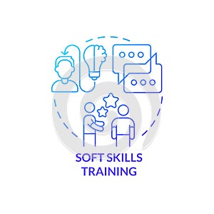 Soft skills training blue gradient concept icon