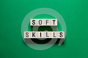 Soft skills word concept on cubes