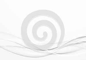 Soft smooth abstract satin lines modern background. Grey futuristic transparent graphic gradient swoosh waves over white