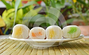 Soft snazzy snacks stuffed bean eaten in autumn on plate photo