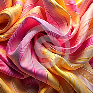 Striped Fabric in Pink and Yellow Swirl