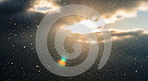 Soft Sunlight Through Cloudy Sky With Particles
