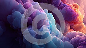 Colorful swirling clouds create an ethereal atmosphere in soft gradients