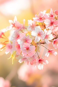 Soft tender cherry blossoms in full bloom