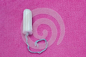Soft tender protection for woman critical days, gynecological menstruation cycle. Menstruation sanitary soft cotton tampon for wom