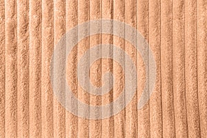 Soft throw fleece fabric with lines background, toned in trendy color of the year 2024 Peach Fuzz