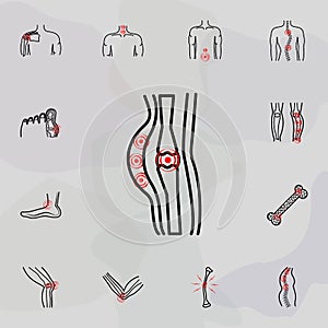 soft-tissue injuries , pain icon. Universal set of plastic surgery, epilation for website design and development, app development