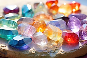 soft-toned rainbow of tiny healing crystals