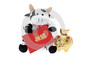 Soft Toy Cow with Chinese New Year Decorations