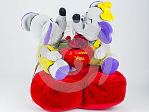 Soft toy with heart red roses for Valentines day