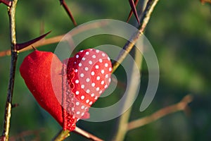 Soft toy in the shape of a heart. Handicraft work