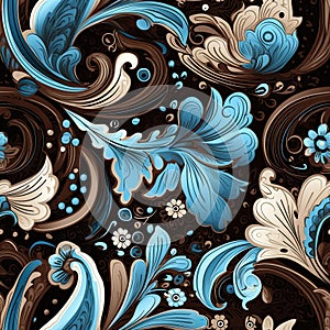 soft vibrant floreal blue inspired flower pattern , generated by AI