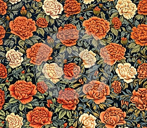 soft vibrant floreal blue inspired flower pattern , generated by AI