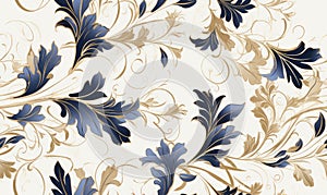 soft vibrant floreal blue inspired flower pattern , generated by AI