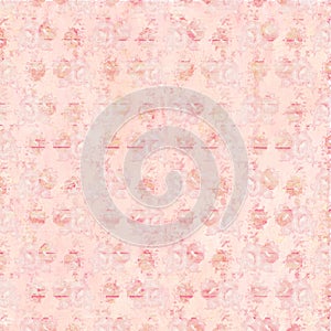 Soft vintage antique distressed shabby floral pattern background in peach