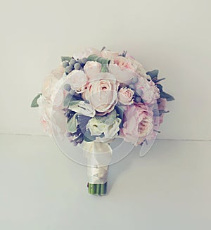 Soft vintage photo gentle wedding bouquet