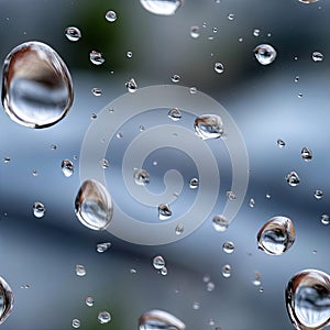 Soft water droplets gather on a blue background, providing a soothing texture and ample copy space for creative designs SEAMLESS