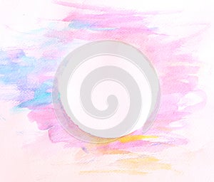 Soft watercolor background paint by brush with circle space in middle