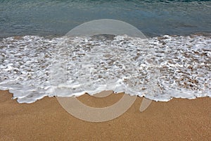 Soft wave of blue ocean on bali beach