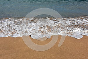 Soft wave of blue ocean on bali beach