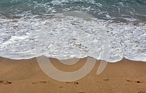 Soft wave of blue ocean on bali beach