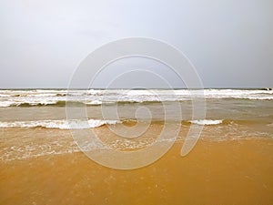 Soft wave of ocean on the sandy beach