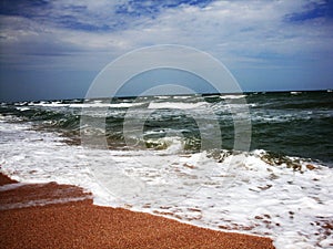 Soft wave splash on sea or ocean. Incredible foamy waves