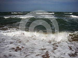 Soft wave splash on sea or ocean. Incredible foamy waves