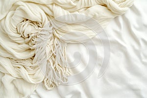Soft white fabric draped elegantly on a simple light background showcasing texture and flow Generative AI