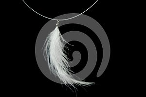 Soft white feather jewelry - greyscale