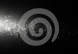 Soft white particle trail isolated on gray background magical dust effect