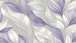 Soft White and Purple Embossed Leaf Pattern AI Generated