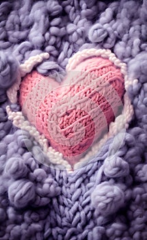 Soft wool knitted pink heart