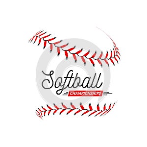 Softball ball on white background. Vector illustration