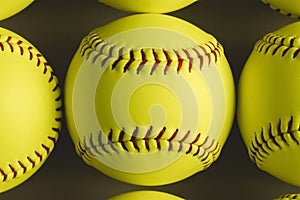 Softball balls close up