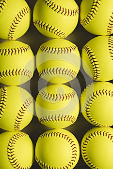 Softball balls close up photo