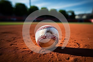 Softball on the baseball field, chalk lines, sporting atmosphere