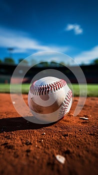 Softball on the baseball field, chalk lines, sporting atmosphere