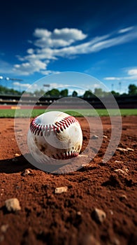 Softball on the baseball field, chalk lines, sporting atmosphere