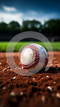 Softball on the baseball field, chalk lines, sporting atmosphere